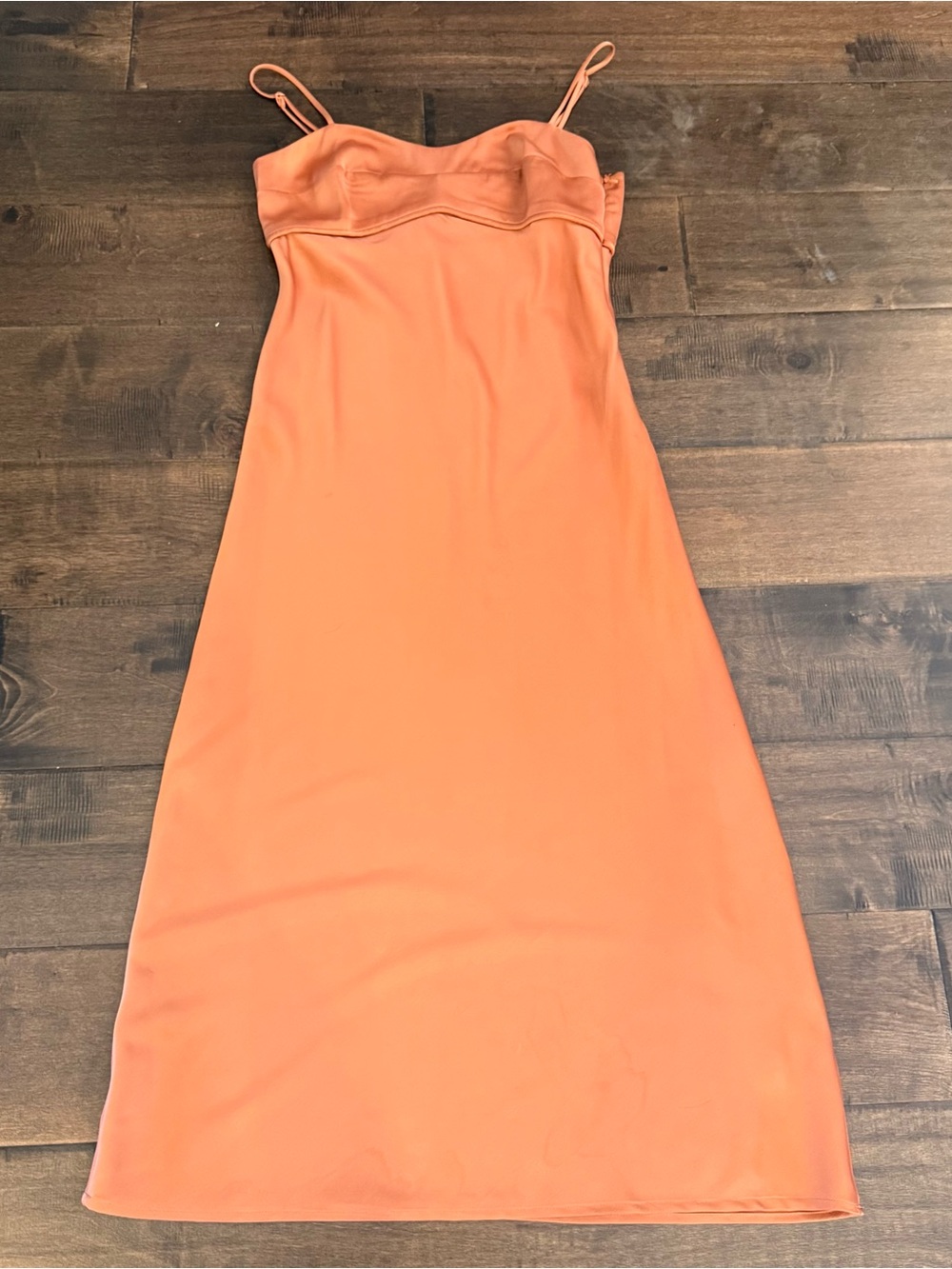 Wayf Copper Satin Slip Midi Dress - Picture 2 of 8